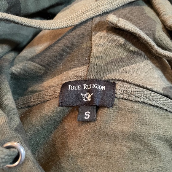 True Religion Men’s Foil Buddha Logo Hoodie – Camo Green (Size Small) - Picture 6 of 7